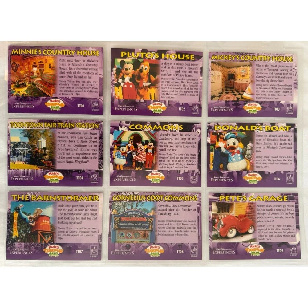 Walt Disney World Experiences Toontown Fair 9 Card Set Complete Extinct Sleeve
